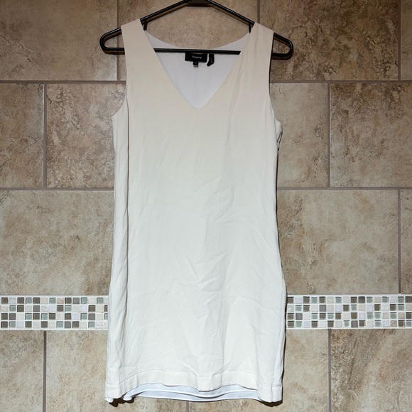 Theory Ivory Shift V-Neck Dress 00 Sleeveless - Picture 2 of 5
